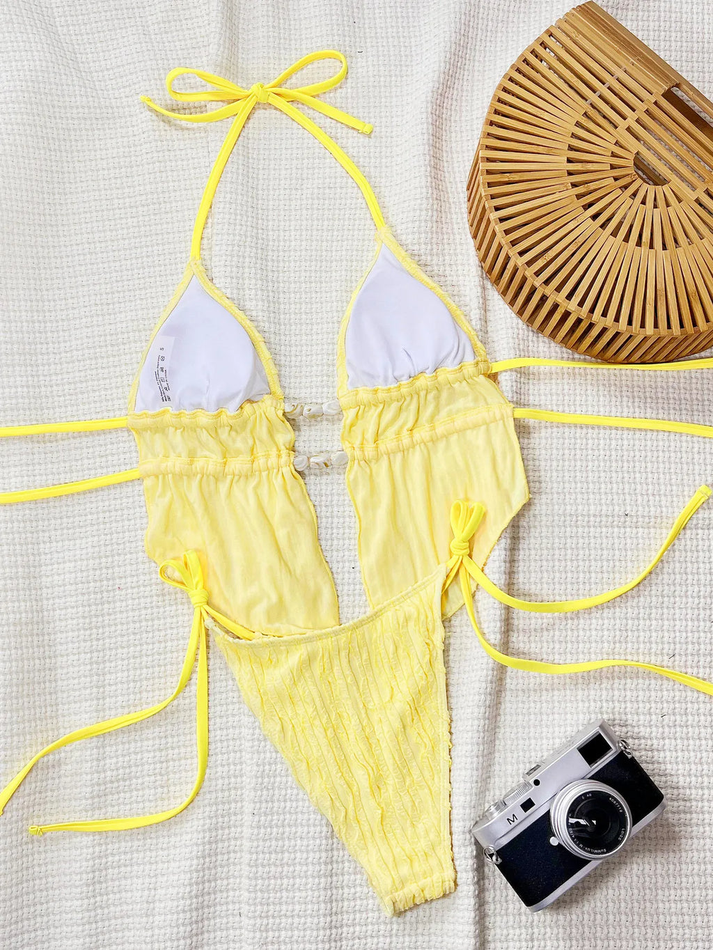 Sexy Triangle Bikini 2025 Women Summer Hollow Out Bandage Cross Crop Top Tie Side Thong Swimsuit Bathing Suit Holiday Swimwear
