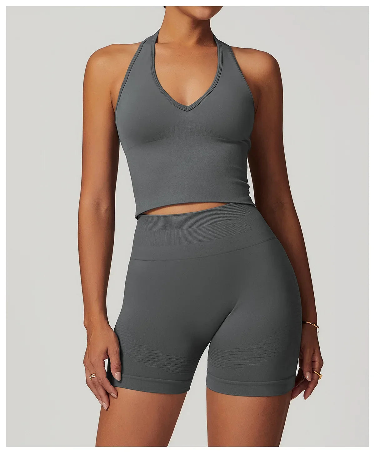 Women Summer Sports Bra Seamless Halter Top High Support Push-up Open Back Gym Bra High-intensity Fitness Yoga Workout Underwear