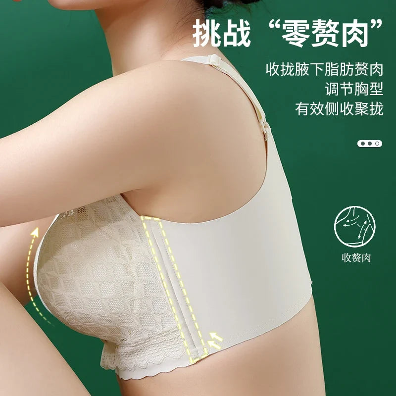 Women's Full Coverage Wire Free Bra Non-Foam Lace Bra Thin Sexy Lace Bra Plus Size 36-46CDE Push Up for Women Thin Latex Bra 46E