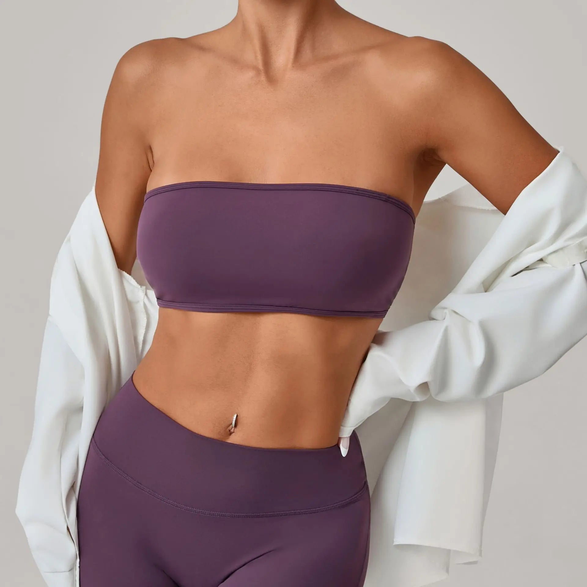 Women Strapless Sports Bra Gym Top Quick-Drying Yoga Clothes Women Tube Top Fitness Chest Wrap Underwear Workout Bra Female