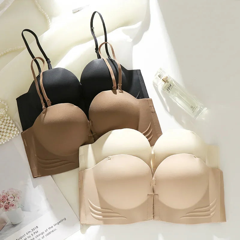 Front Buckle Underwear Convenient Anti Sagging without Shoulder Strap Women's Bras without Steel Ring Seamless Anti-sagging