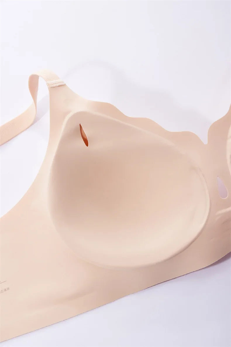Wireless Comfortable Bra Large Cup Seamless Anti-Sagging Back Smoothing Underwear Soft Women's Hollowed-Out Full Cover Bras