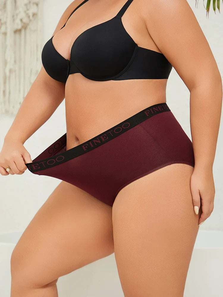 Finetoo 3Pcs/Set Women's Seamless Cotton Briefs Women Plus SizePanties Breathable Underwear Female Low Waist Soft Lingerie S-XXL