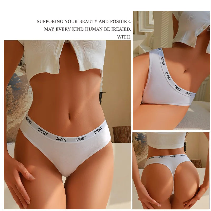 6Pcs/Set Women Thongs Cotton Panties Plus Zise Underwear Sexy G-String Low Waist Briefs Underpants Comfortable Lingerie S-XL