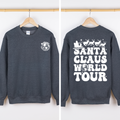 Santa Claus World Tour Front And Back Retro Christmas Reading Graphic Sweatshirt
