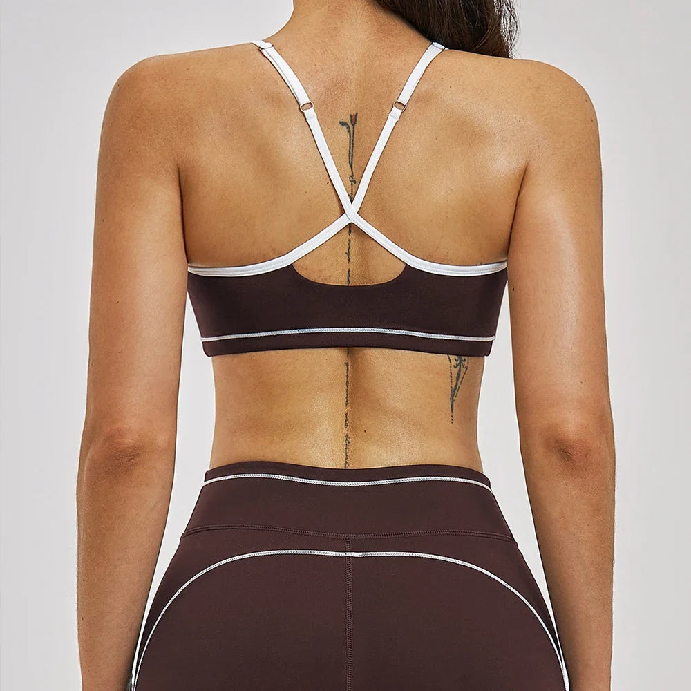 Yoga Bra U-Shaped Adjustable Shoulder Strap Cross Back Women Fitness Sports Bra Top Gym Yoga Athletic Tight Workout Jog Soft Pad