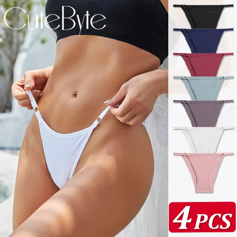 4Pcs/Set Women's Cotton Panties 3Pcs/set Sexy Low Waist Briefs M-2XL Comfortable Underwear Female Soft Color Underpants Lingerie