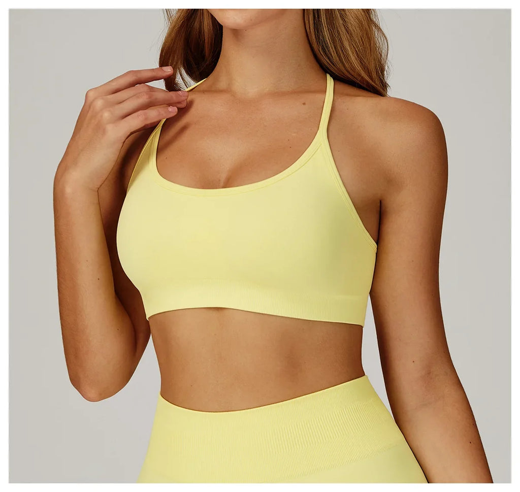 Women Seamless Yoga Sports Bra Breathable Shock Proof Gym Workout Fitness Push up Top Yoga Running Active Sportswear Vest Bra