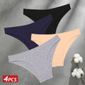 4PCS Seamless Cotton Panties Women Solid Color Briefs Sexy Low Waist Underpants Female Breathable Underwear Ladies Stretch Panti