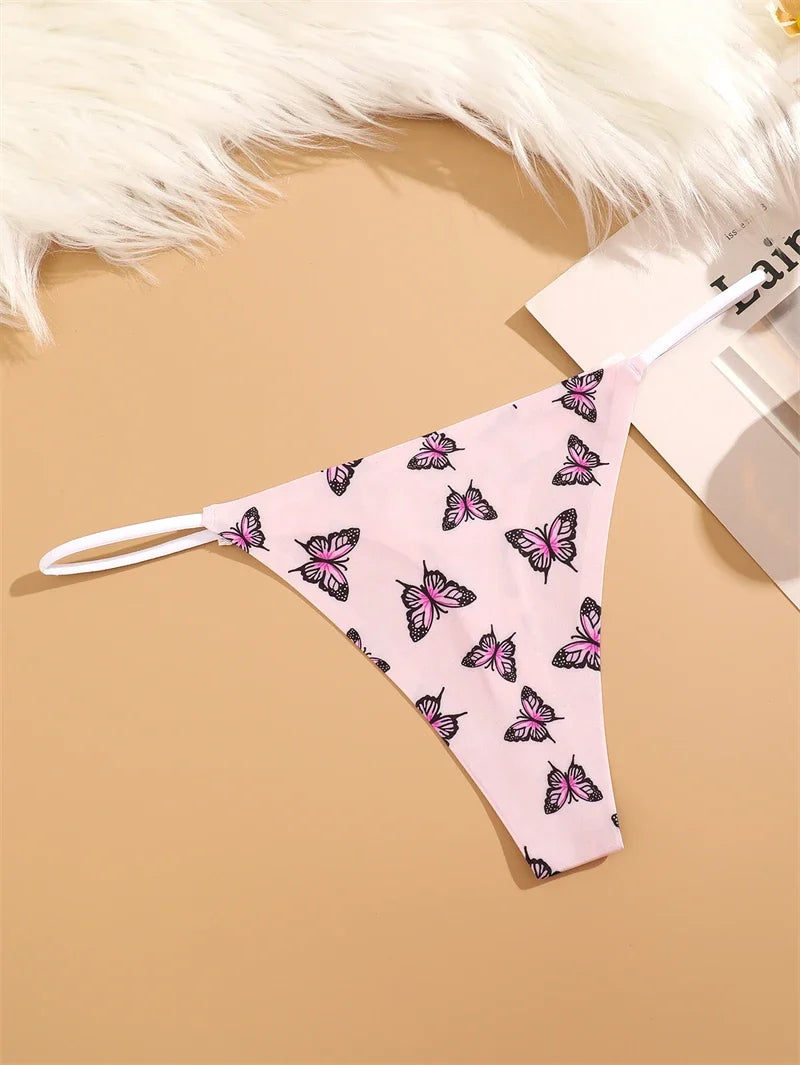 3PCS Women Seamless Leopard Butterfly Panties Sexy Ultra-thin Briefs Female Ice Silk No Trace Underwear Low Rise Soft Lingerie