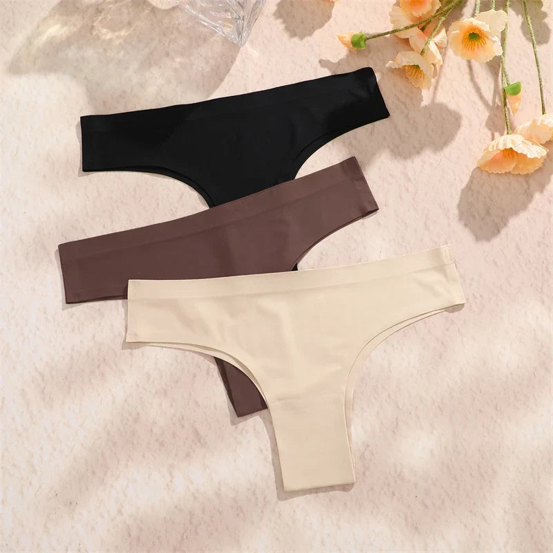 5PCS Seamless Maillard Panties Ultra-thin Brazilian panties Women Ice Silk Underwear Sexy Panty Low Waist G-string Female Solid