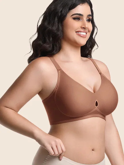 Women's Jelly Bra No Steel Ring Seamless Gathered Support 3 Pack Nylon Fabric Adjustable Shoulder Strap Invisible Cup Type
