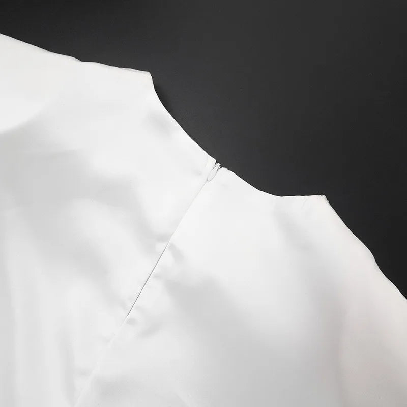 Trendix White Asymmetrical Cover Up For Women Fashion Ruffle Hem Loose Short Sleeve Shirts Casual Elegant Commuting Pullover Top