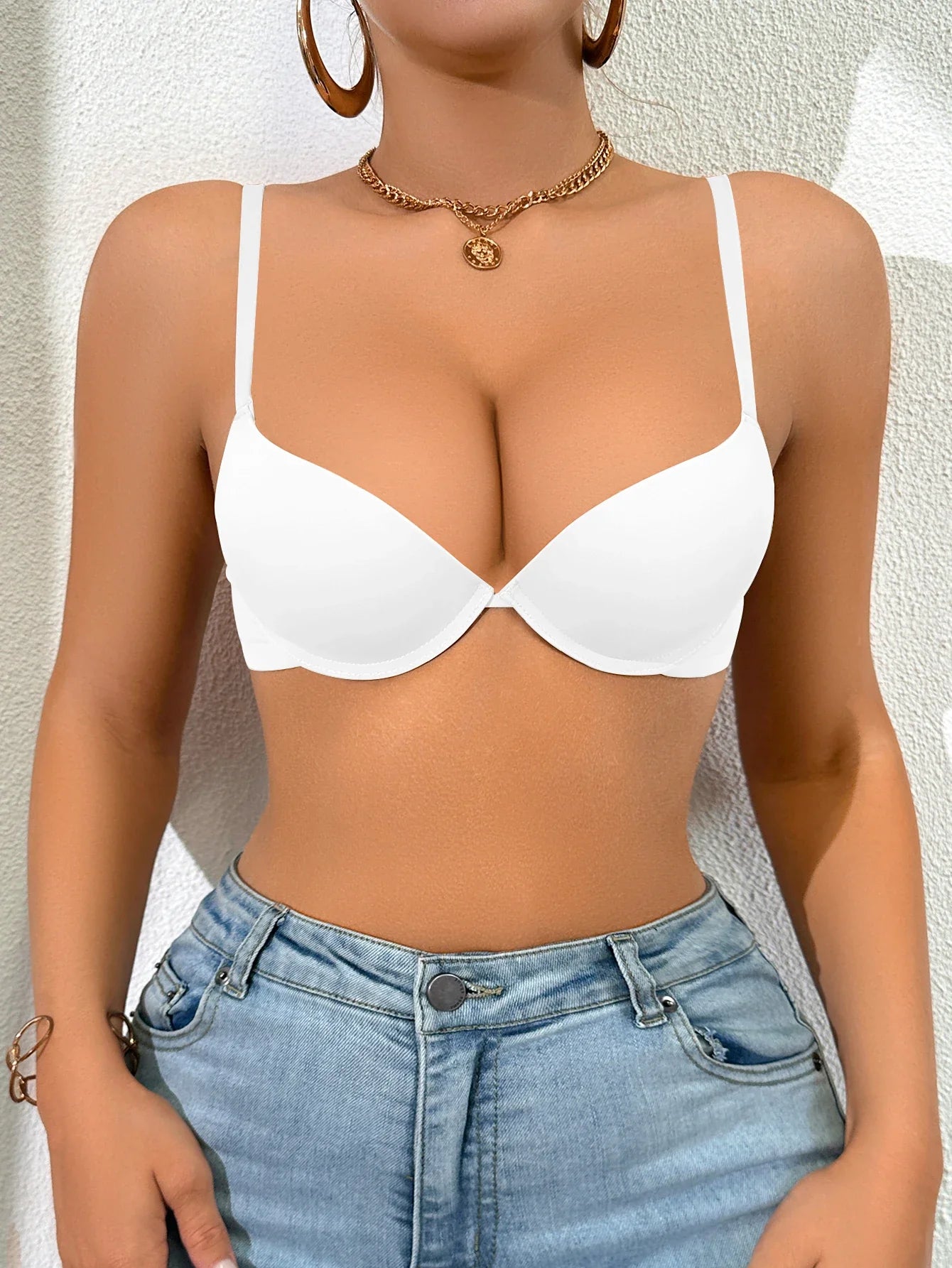 Everyday Women's Solid Basic Bra Padded Push-Up Bra Seamless Enhanced Cleavage Women's Underwear