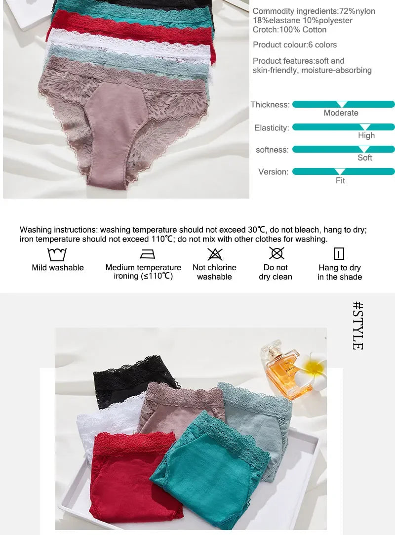 3Pcs/Set Seamless Lace Women Panties Transprant Hollow Out Low Waist Briefs Female Solid Soft Breathable Lingerie Underwear