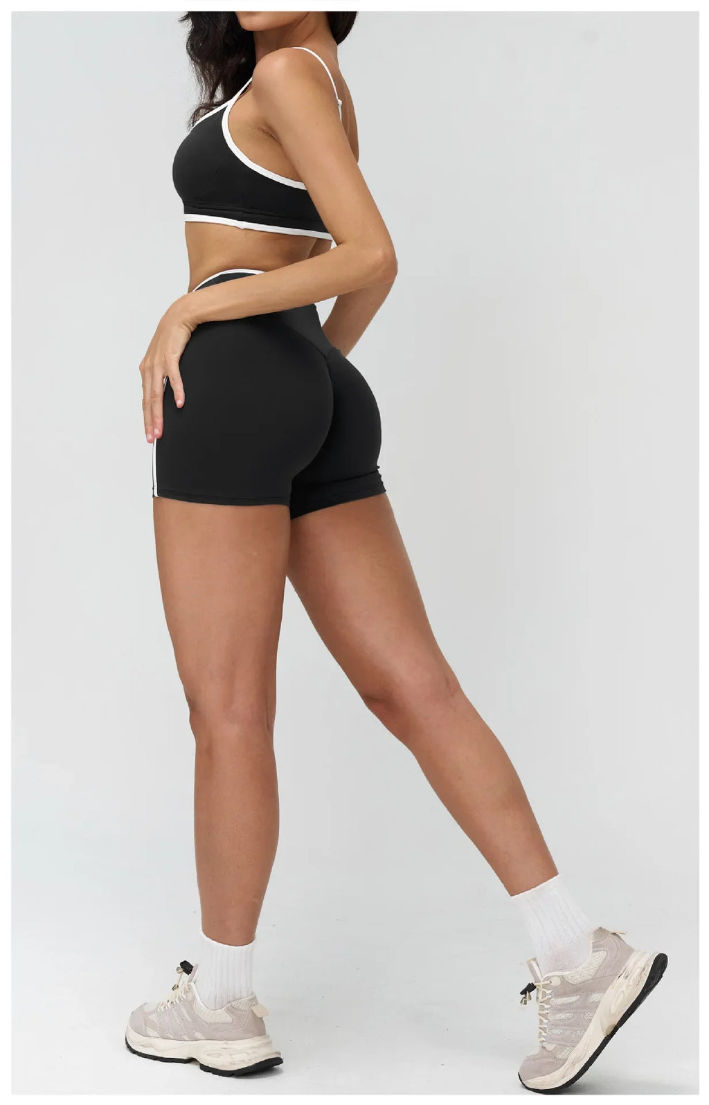 Patchwork Backless Yoga Sets Women Sportswear High Waist Gym Scrunch Bum Shorts Set Female Fitness Sports Suit Workout Clothes