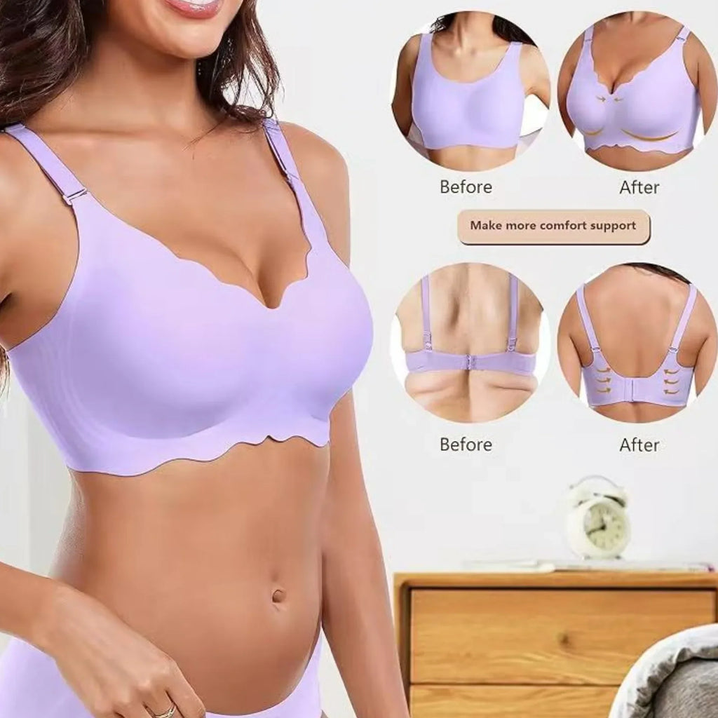 Plus-size Jelly-like Wire-free Bra Thin Molded Cups with A Wire-free Design Comfortable and Breathable Underwear Push Up