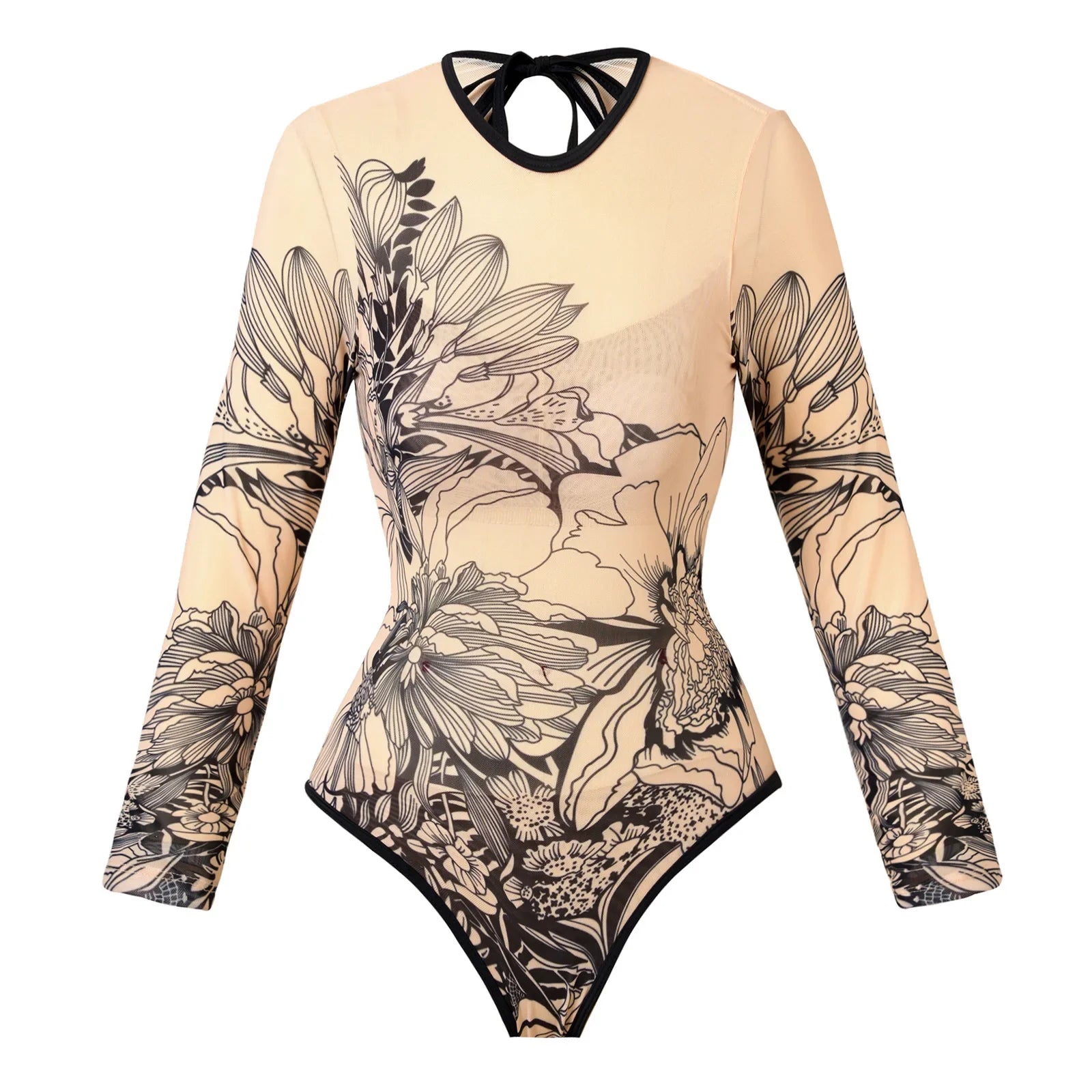 Long Sleeve Sunscreen One Piece Swimsuit Skirt Set for Women Vintage Floral Print Slim Fit Swimwear Holiday Bathing Suits 2025