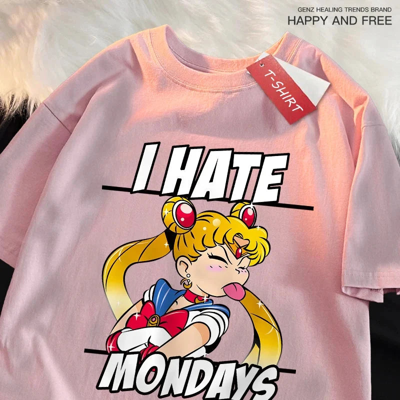 🌙 Sailor Moon Tongue-Out Graphic T-Shirt – Playful Anime Streetwear