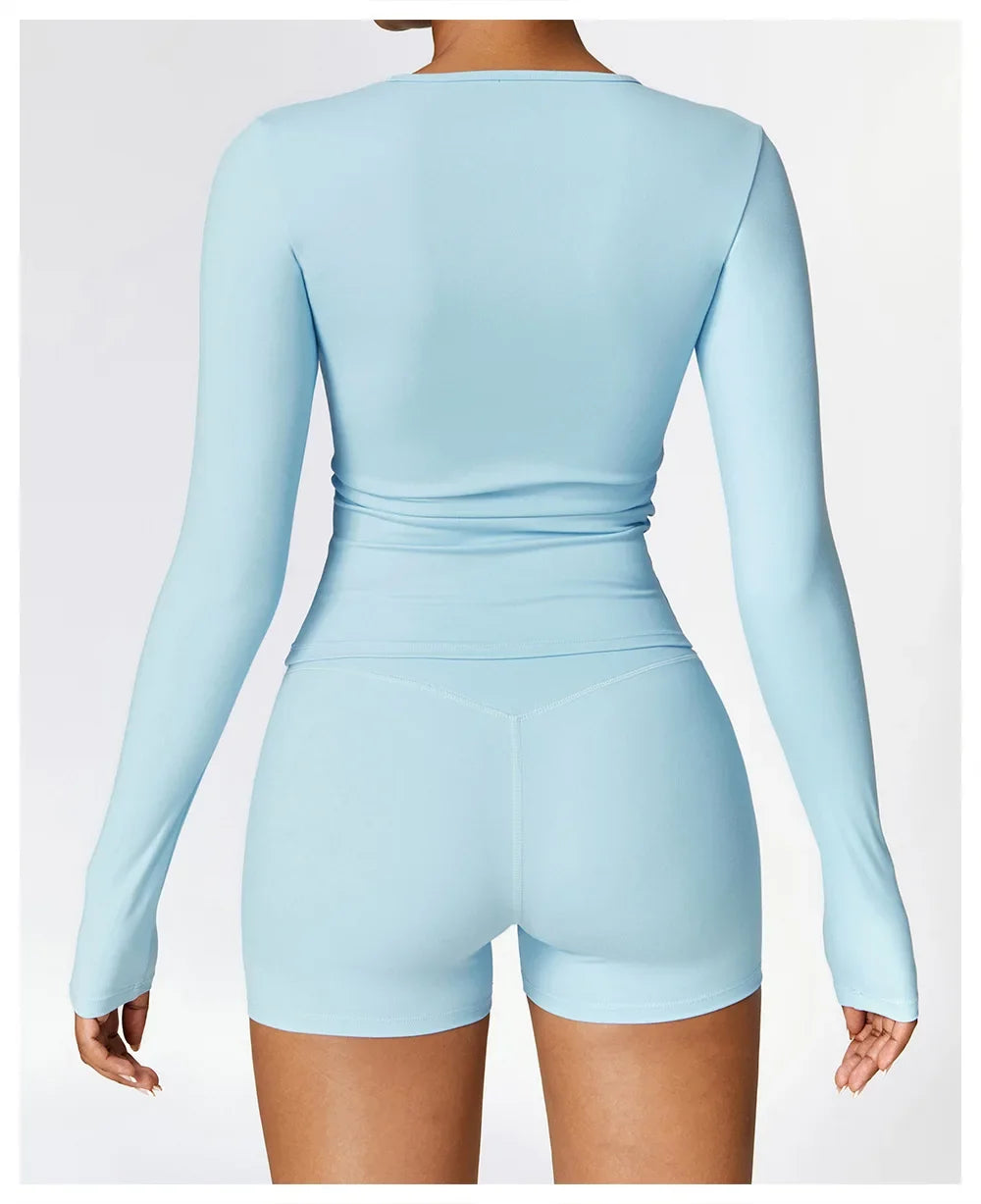 NCLAGEN Long Sleeve Workout Top Gym Pilates Clothes Women Active Wear Sports Shirt Elastic Fitness Yoga Clothing Running Shirts