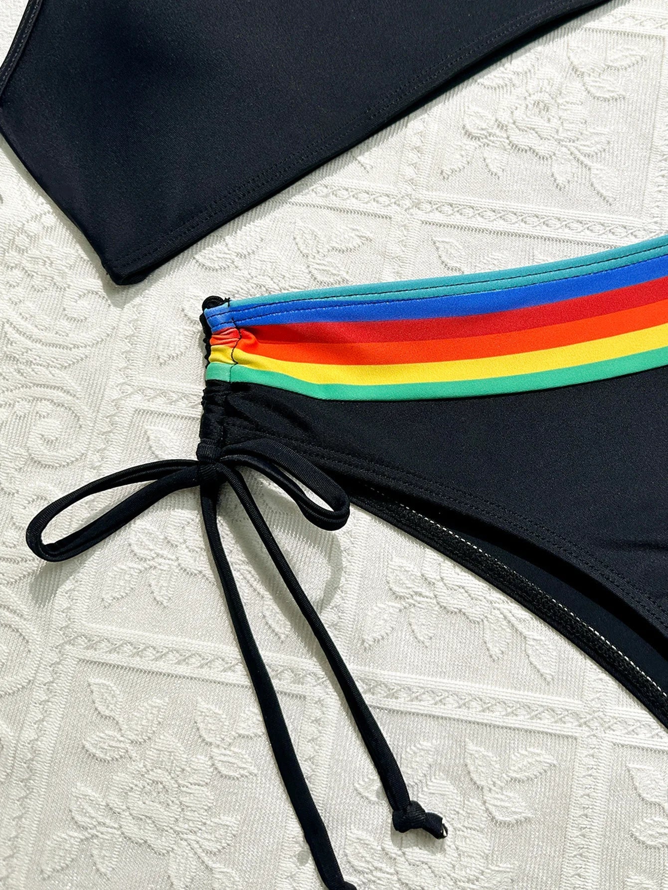 Women's Rainbow Color Bikini Set Sexy Beach Vacation Backless 2 Piece Swimsuit 2024 Summer Bathing Suit Bra Push Up Swimwear