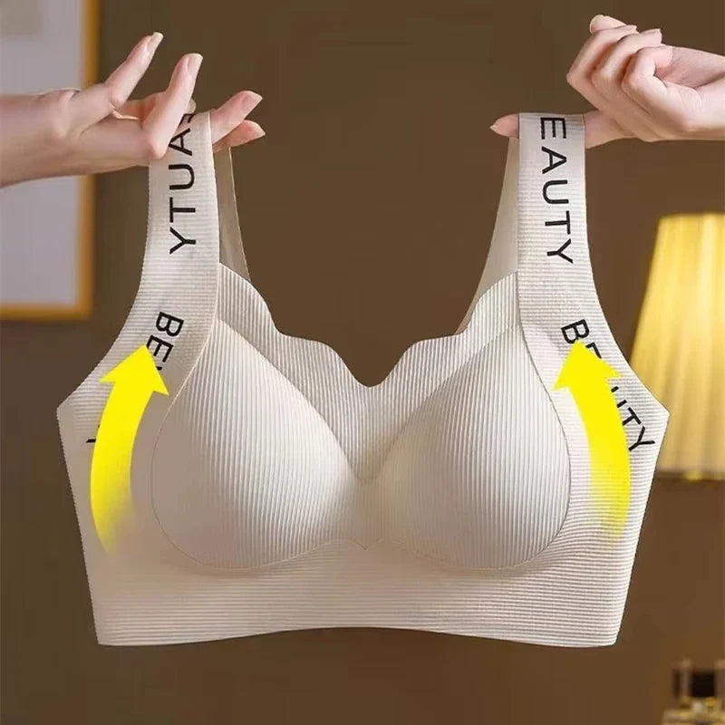 Seamless Wireless Bra One-Piece Vest Lingerie for Women Lift and Support Side Smoothing Push-Up Full Coverage Bra Small Chest