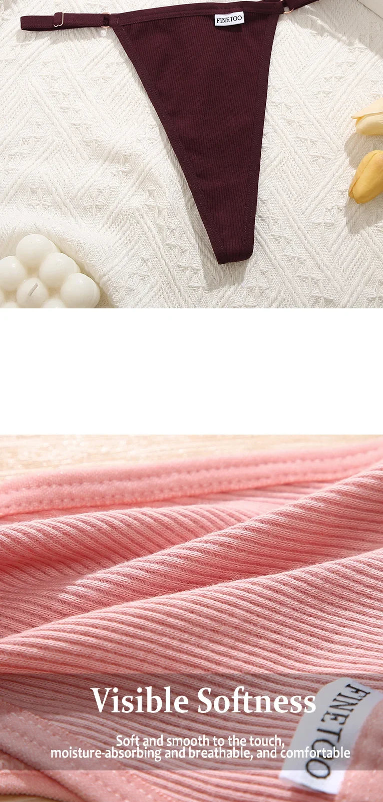 5PCS Women's Panties Cotton Thongs Adjustable Waist Sexy G-String Solid Color Seamless Intimate Female Underpants Lingerie S-XL