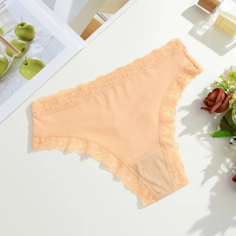 3Pcs Women Cotton Lingerie Sexy Thong Soft Fashion Panties Femme Design Underwear Pantys Underpant Lingerie Lace Intimates S-XL