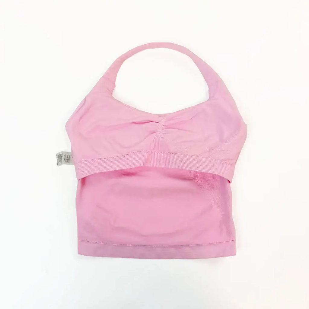 NCLAGEN Gym Halter Top Woman longline strappy tank Padded yoga clothing Fitness workout Running Activewear pilates clothes