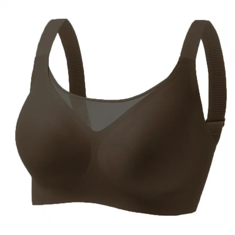 Women's Plus Size Seamless Underwear Jelly Cup Thin Molded Wire-Free Bra Comfortable and Breathable Solid Color Everyday Bra