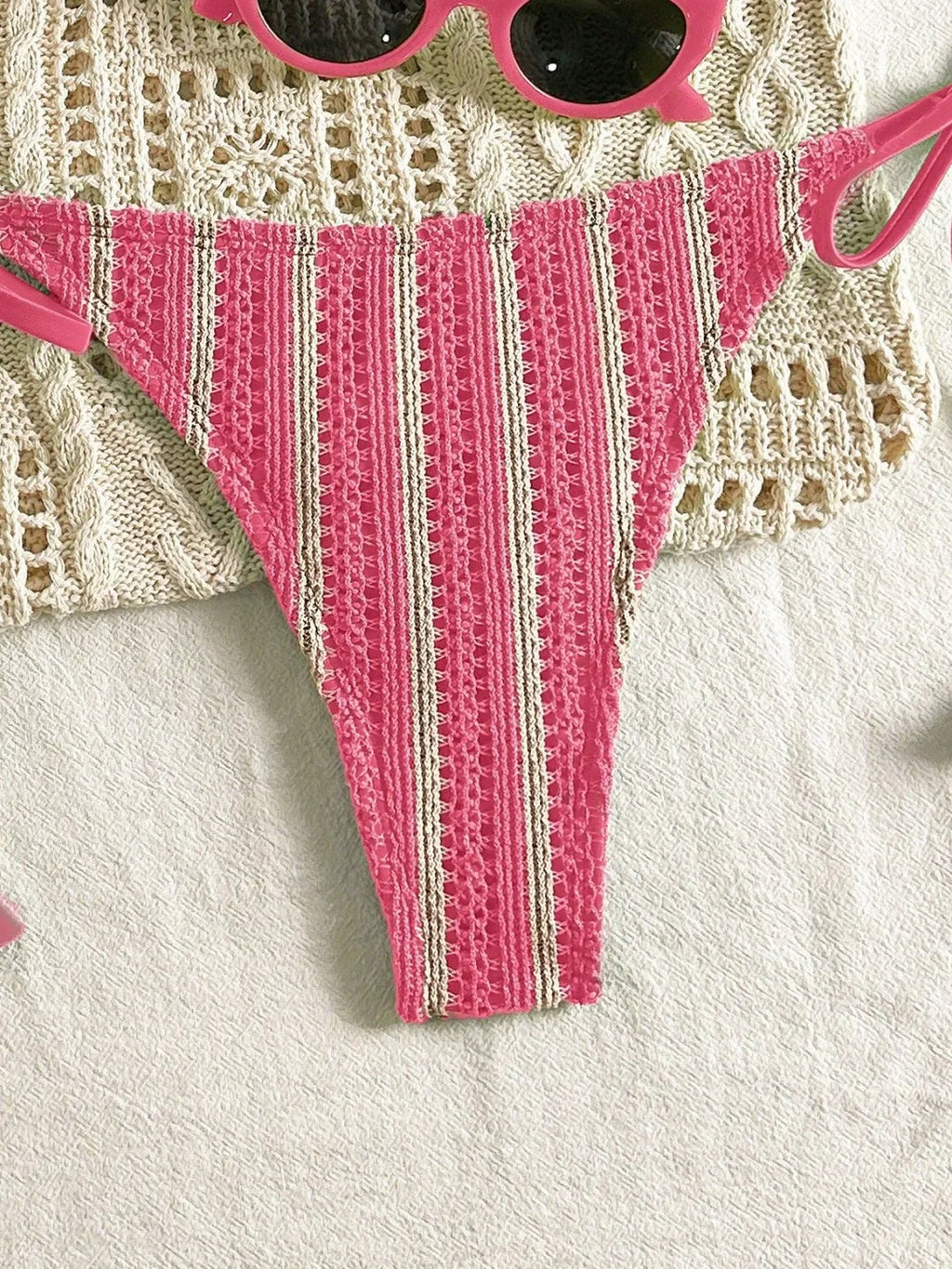Sexy Orange Striped Bikini Set 2026 Women Halter Push Up Bra Tassel Bandage Thong Swimsuit Summer Holiday Bathing Suit Swimwear