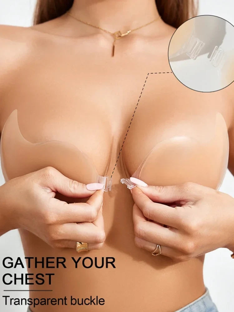 Women Reusable Silicone Silicone Bras Sticker Adhesive Invisible Bra Chest Patch Female Mango Patch Pad Strapless Underwear