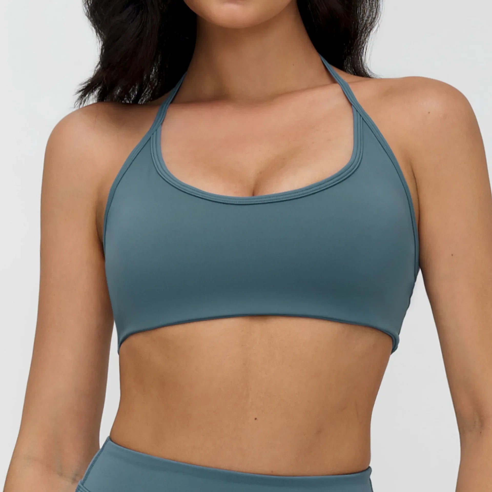 Neck Hanging Sports Bra High Support Women Push Up Bra Summer Gym Clothes Fitness Halter Top Quick Dry Running Workout Underwear