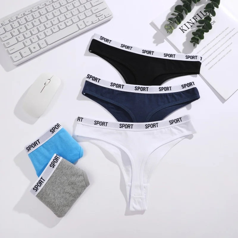 6Pcs/Set Women Thongs Cotton Panties Plus Zise Underwear Sexy G-String Low Waist Briefs Underpants Comfortable Lingerie S-XL