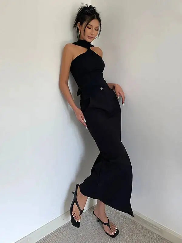 WOMENGAGA Retro High Waist Half Skirt Girl Bifurcate Slim A-LINE Gray Skirts Fashion American Spicy Girls 2023 New 5P2F