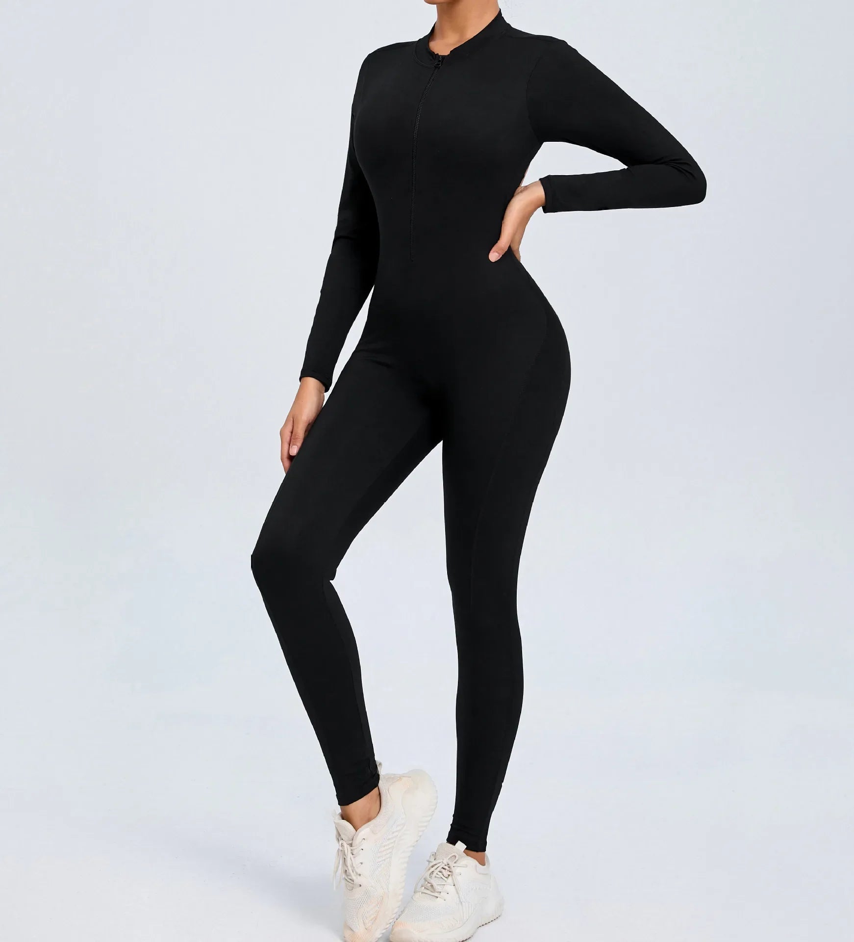 Hearuisavy Summer V Back Sports Jumpsuit Yoga Clothes Rompers Women Long Sleeveles Workout Bodysuits Backless One-piece Suit