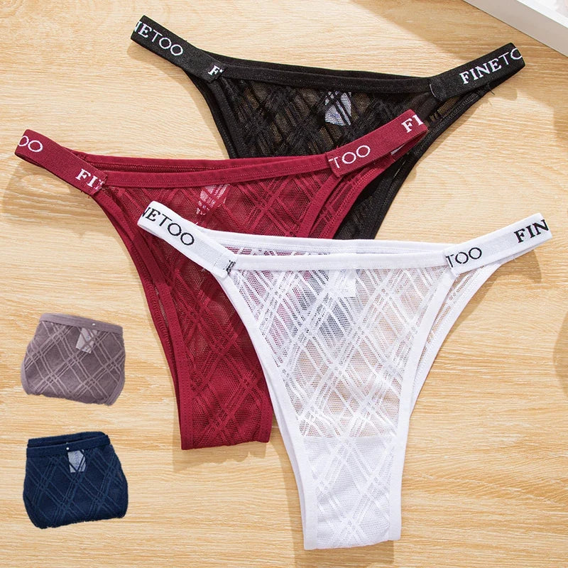 3Pcs/Set Cotton Panties Women Letter Belt Lace Sexy Briefs Seamless Low Rise Underwear Ladies M-XL Underwear Girls Lingerie New