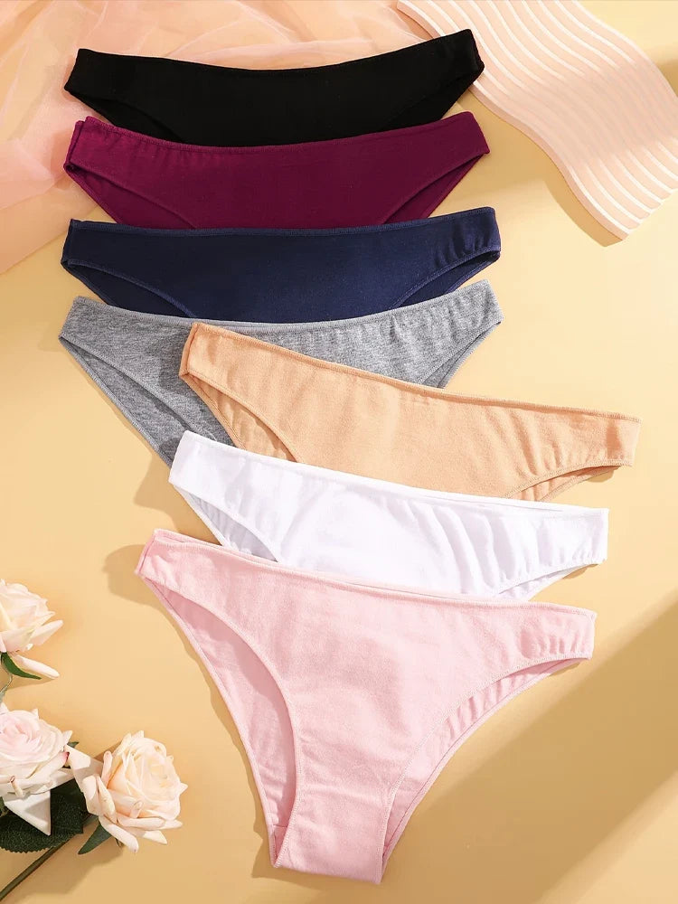 4PCS Seamless Cotton Panties Women Solid Color Briefs Sexy Low Waist Underpants Female Breathable Underwear Ladies Stretch Panti