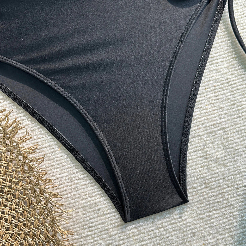 Sexy Red Black White One Piece Swimsuit Women Diamond Circle Deep V Neck Drawstring Side Slim Bathing Suit Holiday Swimwear 2026