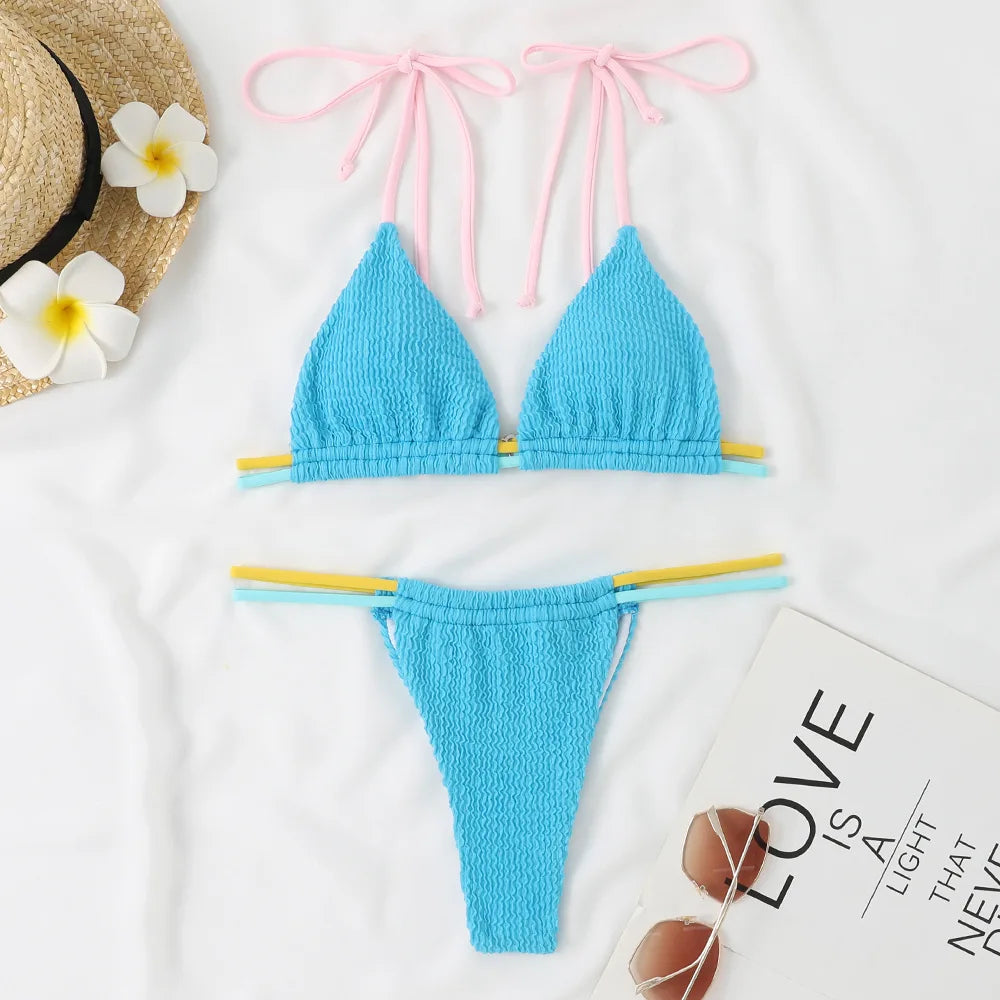 2026 New Fashion Sexy Bikini Solid Swimsuit Women Swimwear Push Up Set Brazilian Bathing Suit Summer Beach Wear Swimming