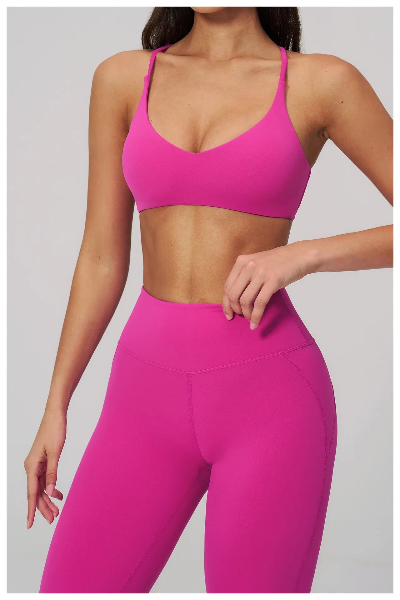 Summer U-Shaped Multi-Strap Cross Back Women Pilates Fitness Sports Bra Top Gym Yoga Athletic Tight Workout Jog With Chest Pad