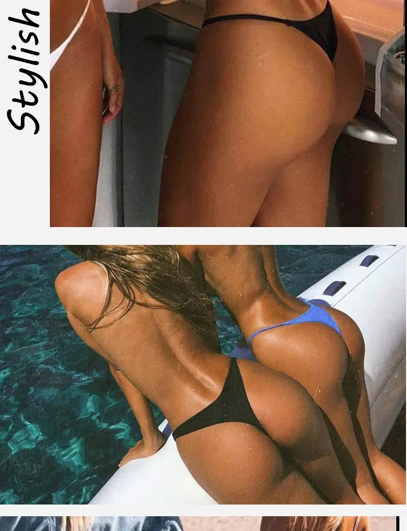 New 4PCS/Set Cotton Bikini Panties Women Sexy Solid Color Low Waist Thongs Female Breathable G-String Underwear Comfort Lingerie