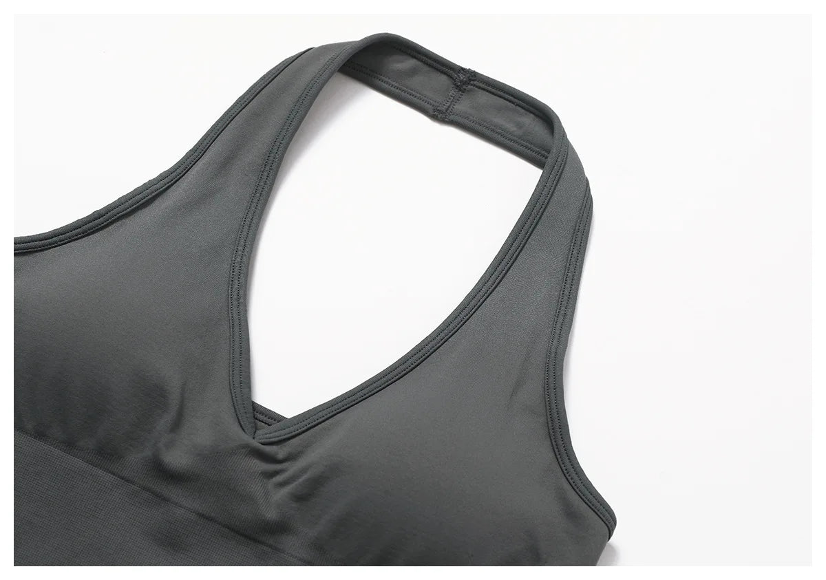 Women Summer Sports Bra Seamless Halter Top High Support Push-up Open Back Gym Bra High-intensity Fitness Yoga Workout Underwear