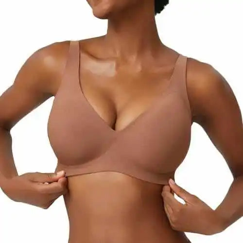 Women's Wire-Free Seamless Leopard Print Bra Soft Support Full Cup Thin Mold Bra Beautiful and Breathable Supportive Plus Up Bra