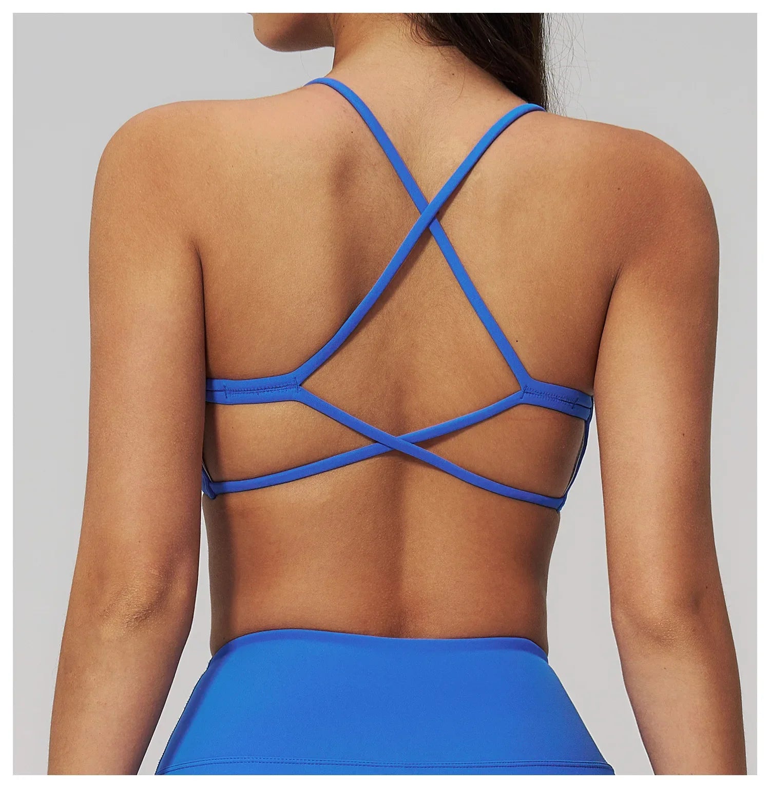 Summer U-Shaped Multi-Strap Cross Back Women Pilates Fitness Sports Bra Top Gym Yoga Athletic Tight Workout Jog With Chest Pad