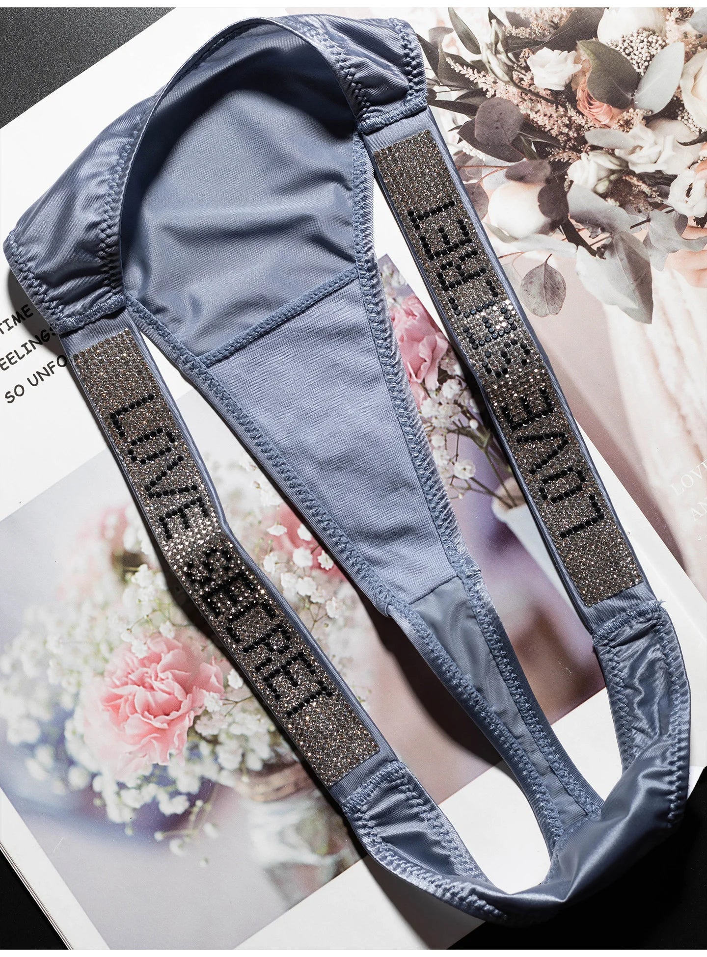 Letter Sexy Panties Women Thongs Rhinestones Diamonds G-string Sports Thong Low Waist Shorts Briefs T-back Fitness S-XL