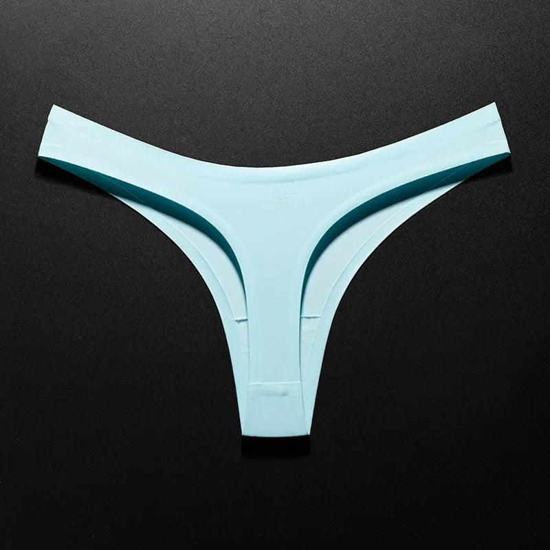 Ice Silk Leopard Women Panties Sexy G String Thong Seamless Underwear T Back Candy Color Girls Briefs Underpants Plus Size M-XXL