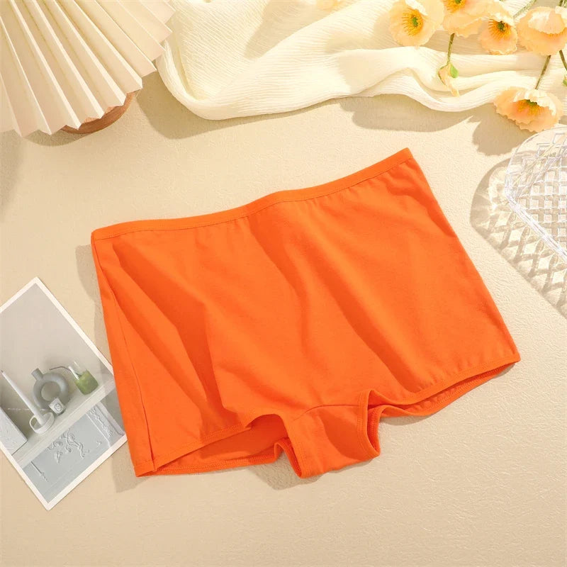 New 4PCS Women's Panties Cotton Seamless Sports Boxers Underwear Female Solid Color Cozy Lingerie Intimate Underpants XS-XL