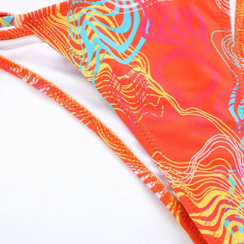 2026 Sexy Bikinis Micro Thongs Swimsuit Women Bathing Suit Rings Biquini Bandage Beachwear Print Swimwear Bikini Sets With Chain