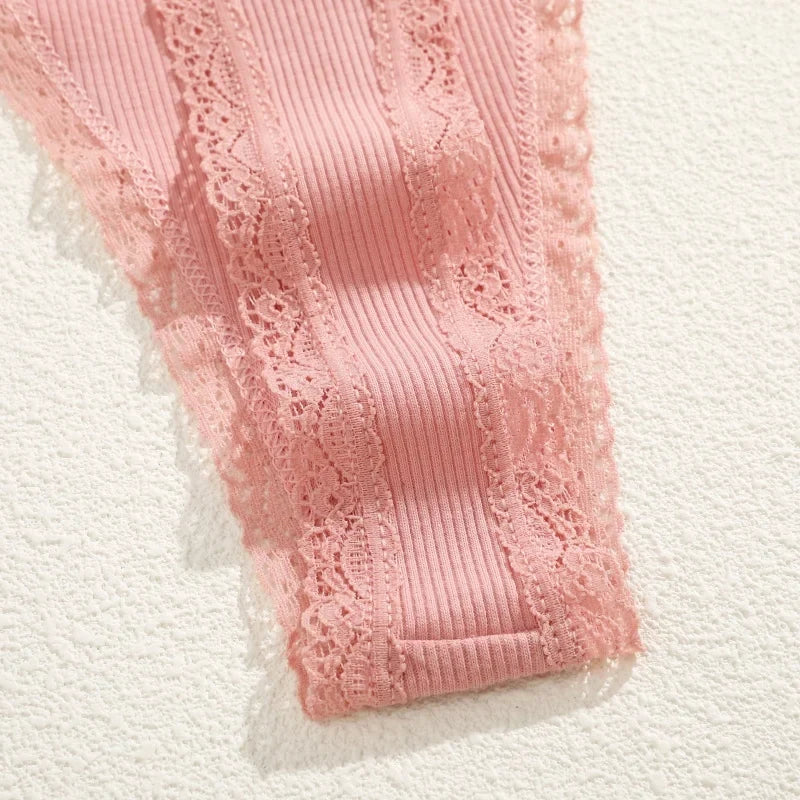 7Pcs Cotton Lace Panties Sexy G-String Women's Underwear Low Waist Comfortable Lingerie Briefs Adjustable Waist Thong Intimates
